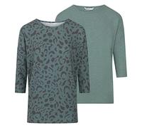ONLY Damen Top ONLGLAMOUR 2er Pack 3/4 Ärmel Basic Shirt Rundhals Loose Fit Langarmshirt Oberteil Muster Aufdruck Sommer S Grün, Größe:S, Farbe:Chinois Green (15289509)