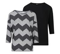 ONLY Damen Top ONLGLAMOUR 2er Pack 3/4 Ärmel Basic Shirt Rundhals Loose Fit Langarmshirt Oberteil Muster Aufdruck Sommer S Schwarz, Größe:S, Farbe:Black (15289509)