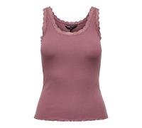 ONLY Damen Top - ONLSARA SHARAI LIFEW TANK TOP, Spitze, gerippt, Rundhals, Baumwolle Rosa / XS XS Rosa