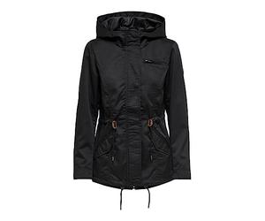 ONLY Damen Übergangs-Jacke ONLLorca Canvas Parka mit Kapuze 15216452, Black Ii,XL