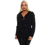 ONLY Damen Übergangs-Jacke ONLLorca Canvas Parka mit Kapuze 15216452, Schwarz (Black),XL