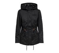 ONLY Damen Übergangs-Jacke OnlLorca Canvas Parka mit Kapuze, Farbe:Schwarz, Größe:M
