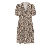 ONLY Damen Viskose Kleid kurzes Sommerkleid Kurzarm mit Leopardmuster Onlnova Life Thea 15222215 Humus 720 Leo Rush S