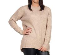 ONLY Damen Warmer Strick Pullover | Langarm Rundhals Knitted Sweater | Lockerer Stretch Jumper ONLNANJING, Farben:Hellbraun, Größe:M