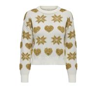 ONLY Damen Weihnachts Strick-Pullover ONLXmas Love 15304607 Cloud Dancer Glitter S