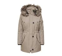 ONLY Damen Winter-Jacke OnlIris einfarbiger Parka Mantel Fellkapuze Winter, Farbe:Beige, Größe:S