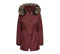 ONLY Damen Winter-Jacke OnlIris einfarbiger Parka Mantel Fellkapuze Winter, Farbe:Braun, Größe:XS