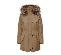ONLY Damen Winter-Jacke OnlIris einfarbiger Parka Mantel Fellkapuze Winter, Farbe:Hellbraun, Größe:S