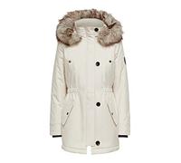 ONLY Damen Winter-Jacke OnlIris einfarbiger Parka Mantel Fellkapuze Winter, Farbe:Weiß, Größe:S