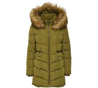 ONLY Damen Winterjacke Mantel Stepp-Jacke onlSANNA Long Quilted Coat Kunstfell (Olivegrün(Military Olive), S)
