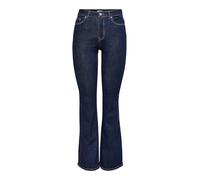 Bootcut-Jeans ONLY "ONLWAUW LIFE HW FLARED RINSE DNM" Gr. XS (34), Länge 32, blau (dark blue denim) Damen Jeans Röhrenjeans mit Stretch (78437431-XS)