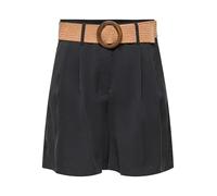 Shorts ONLY "ONLIBIZA HW BELT SHORTS PNT", Damen, Gr. M, N-Gr, schwarz, Obermaterial: 88% Modal, 12% Polyester, unifarben, regular fit kurz, Hosen Shorts, Materialmix, regular fit, High Waist (8208930