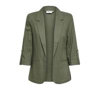 Kurzblazer ONLY "ONLGOA 3/4 UNLINE LINEN BL BLAZER CC TLR", Damen, Gr. 36, smokey olive, Web, Obermaterial: 70% Viskose, 30% Leinen, unifarben, loose fit normal, V-Ausschnitt, Blazer Kurzblazer, mit L