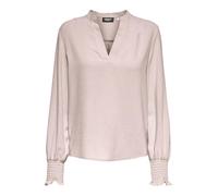 ONLY Bluse ONLMETTE V-Neck – gesmokt, V-Ausschnitt, 100% Polyester – Gray Morn Gr. S
