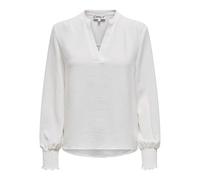 Only Blusenshirt Mette Langarm V-Ausschnitt, gesmokt, 100% Polyester – Weiß (Cloud Dancer) Gr. M