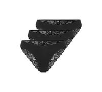Brasilslip ONLY "ONLCHLOE LACE BRAZIL 3-PACK NOOS ACC", Damen, Gr. XS (34), schwarz pack:x3, Obermaterial: 90% Polyamid, 10% Elasthan, unifarben, Unterhosen (41940626-XS) schwarz pack:x3