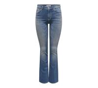 Bootcut-Jeans ONLY "ONLBLUSH MID FLARED DNM DOT741 NOOS" Gr. XS (34), Länge 32, blau (medium blau denim), Damen, Denim/Jeans, Obermaterial: 92% Baumwolle, 6% Elastomultiester, 2% Elasthan, unifarben,