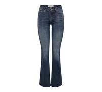 Bootcut-Jeans ONLY "ONLBLUSH ICON COIN MID FL DNM CRO300NOOS", Damen, Gr. S (36), Länge 32, blau (blau schwarz denim), Denim/Jeans, Obermaterial: 92% Baumwolle, 6% Elastomultiester, 2% Elasthan, unifa