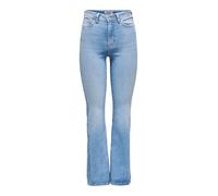 Bootcut-Jeans ONLY "ONLWAUW HW FLARED DNM TAI312", Damen, Gr. M, Länge 32, light blau denim, Denim/Jeans, Obermaterial: 83% Baumwolle, 15% Polyester, 2% Elasthan, unifarben, Jeans (71507341-M) light b