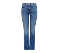 Bootcut-Jeans ONLY "ONLEVERLY MW SWEET FLARED DNM CRO187" Gr. 27, Länge 32, blau (medium blau denim), Damen, Denim/Jeans, Obermaterial: 98% Baumwolle, 2% Elasthan, unifarben, Jeans, Baumwollmischung m