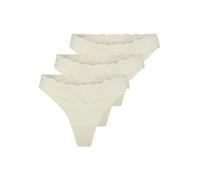 Tanga ONLY "ONLCHLOE LACE S.S THONG 3-PACK ACC", Damen, Gr. S (36), cloud dancer pack:x3, Obermaterial: 75% Nylon, 25% Elasthan, unifarben, figurbetont, Unterhosen (53194543-S) cloud dancer pack:x3