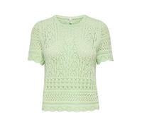 Kurzarmpullover ONLY "ONLELKE LIFE SS STRUCTUR O-NECK KNT NOOS", Damen, Gr. XL, laurel grün, Strick, Obermaterial: 70% Baumwolle, 30% Polyester, unifarben, regular fit taillenbedeckt, Rundhals, Pullov
