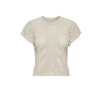 Kurzarmpullover ONLY "ONLESTRALLA S/S SHORT STRUCTOP KNT NOOS", Damen, Gr. XS, ecru, Strick, Obermaterial: 70% Baumwolle, 30% Polyester, unifarben, taillenlang, Rundhals, Pullover (13317564-XS) ecru