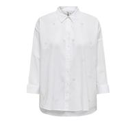 ONLY Damen Onlnew Lina Grace Ls Emb Shirt Noos WVN Knopfverschluss Box Fit Hemd Mit Langen Ärmeln, Bright White, Large