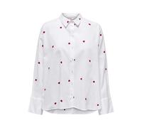 ONLY Damen Onlnew Lina Grace Emb Shirt Wvn Bluse, Bright White/Aop:heart, S EU
