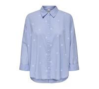 ONLY Damen Onlnew Lina Grace Ls Emb Shirt Noos WVN Knopfverschluss Box Fit Hemd Mit Langen Ärmeln, Brunnera Blue, Small