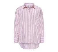 Hemdbluse ONLY "ONLOREGON ALVA LS REG SHIRT NOOS WVN", Damen, Gr. XS, fuchsia pink stripes:bordeaux, weiß, Web, Obermaterial: 65% Polyester, 35% Baumwolle, gestreift, regular fit hüftbedeckend, Blusen