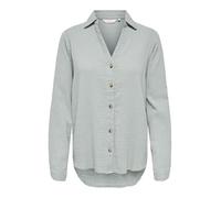 Langarmbluse ONLY "ONLTHYRA LIFE L/S REGULAR SHIRT NOOS WVN", Damen, Gr. S, abyss, Web, Obermaterial: 100% Baumwolle, unifarben, regular fit hüftbedeckend, V-Ausschnitt, Blusen (50625008-S) abyss