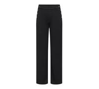 Schlupfhose ONLY "ONLRINA BUTTON PANT JRS NOOS", Damen, Gr. S (36), Länge 32, schwarz detail:horn buttons, Jersey, Obermaterial: 95% Polyester, 5% Elasthan, unifarben, modisch, regular fit normal, Hos