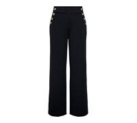 Schlupfhose ONLY "ONLRINA BUTTON PANT JRS NOOS", Damen, Gr. S (36), Länge 32, schwarz detail:gold buttons, Jersey, Obermaterial: 95% Polyester, 5% Elasthan, unifarben, regular fit lang, Hosen Schlupfh