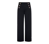Anzughose ONLY "ONLTILDA LIFE 6-BUTTON PANTS JRS NOOS", Damen, Gr. S, Länge 32, schwarz detail:gold buttons, Jersey, Obermaterial: 95% Polyester, 5% Elasthan, unifarben, regular fit lang, Hosen Anzugh