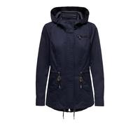 Parka ONLY "ONLLORCA CANVAS PARKA CC OTW", Damen, Gr. XS, blau (blau graphite), Web, Obermaterial: 80% Polyester, 20% Baumwolle, unifarben, ca. Mitte Oberschenkel, Jacken Parka, mit Kapuze (73344931-X