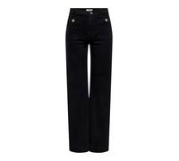 High-waist-Jeans ONLY "ONLMADELINE HW WD POCKET DNM GUA554 NOOS", Damen, Gr. M, Länge 32, schwarz denim, Denim/Jeans, Obermaterial: 74% Baumwolle, 25% Polyester, 1% Elasthan, unifarben, lang, Jeans Hi