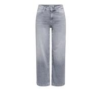 High-waist-Jeans ONLY "ONLMADISON BLUSH HW CP WD DNM REA293NOOS", Damen, Gr. L, Länge 32, medium grau denim, Denim/Jeans, Obermaterial: 92% Baumwolle, 6% Elastomultiester, 2% Elasthan, unifarben, regu