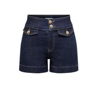 Jeansshorts ONLY "ONLEMILIA HW GOLD BUT DNM SHORTS NOOS", Damen, Gr. S, N-Gr, dunkelblau denim, Denim/Jeans, Obermaterial: 91% Baumwolle, 7% Polyester, 2% Elasthan, unifarben, regular fit kurz, Jeans