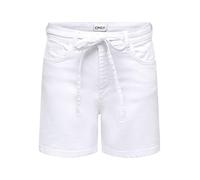 Jeansshorts ONLY "ONLGIANNA MW BELTED SHORTS AZG DNM NOOS", Damen, Gr. L, N-Gr, weiß denim, Denim/Jeans, Obermaterial: 99% Baumwolle, 1% Elasthan, unifarben, regular fit kurz, Jeans Jeansshorts, Baumw
