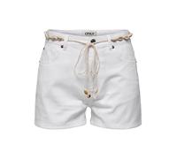 Jeansshorts ONLY "ONLZUMA HW SHELL BELT DNM SHORTS BJ", Damen, Gr. L (40), N-Gr, weiß (weiß denim), Denim/Jeans, Obermaterial: 100% Baumwolle, unifarben, modisch, regular fit kurz, Jeans, mit Destroye
