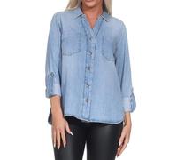 ONLY Female Jeanshemd Normal geschnitten Hemdkragen Umgeschlagene Ärmelbündchen Jeanshemd