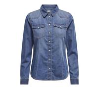 Jeansbluse ONLY "ONLALEXA L/S DNM SHIRT FS NOOS", Damen, Gr. L, blau (medium blau denim), Web, Obermaterial: 100% Baumwolle, unifarben, regular fit, Blusen Jeansbluse (74517031-L) medium blau denim