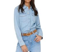Jeansbluse ONLY "ONLCHARLIZE LS DNM SHIRT AKM NOOS", Damen, Gr. M, light blau denim, Denim/Jeans, Obermaterial: 100% Baumwolle, unifarben, regular fit hüftbedeckend, Blusen Jeansbluse, mit Brusttasche
