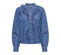 Only - ONLDASHA-SEVIGNY L/S FRILL SHIRT DNM AKM medium blue denim - Gr. - L