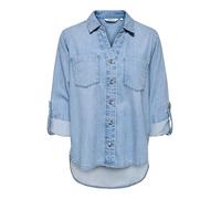 ONLY Female Jeanshemd Normal geschnitten Hemdkragen Umgeschlagene Ärmelbündchen Jeanshemd