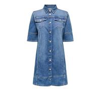 Jeanskleid ONLY "ONLKATERINA 2/4 SHORT DNM DRESS AKM", Damen, Gr. M, N-Gr, medium blau denim, Denim/Jeans, Obermaterial: 98% Baumwolle, 2% Elasthan, unifarben, kurz, Kleider Jeanskleid, in A-Linien Fo