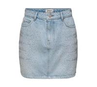 Jeansrock ONLY "ONLSTELLA RHINESTONE SHORT SKIRT DNM AZG", Damen, Gr. S (36), blau (light blau denim), Denim/Jeans, Obermaterial: 100% Baumwolle, unifarben, regular fit ca. Mitte Oberschenkel, Röcke,