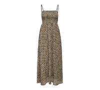 Maxikleid ONLY "ONLELENA VIKKI LIFE STRAP ANK DRESS WVN", Damen, Gr. XS (34), N-Gr, schwarz (schwarz aop:leo), Web, Obermaterial: 100% Polyester, bedruckt, modisch, knöchellang, V-Ausschnitt, ohne Ärm