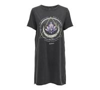 ONLY Damen Shirtkleid Print Kurzarm Sommer Dress Langes Baumwolle Kleid, Farben:Schwarz-2, Größe:XS